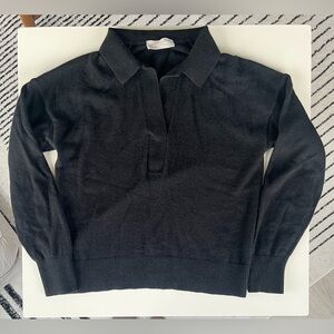 Everlane 100% Cashmere Polo Sweater in Black | Small